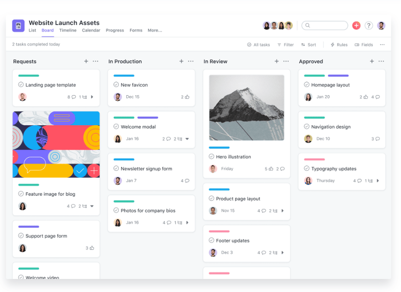 Asana dashboard