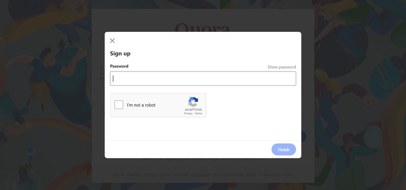 Quora login page
