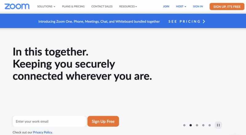 Zoom homepage
