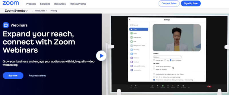Zoom Webinar Homepage