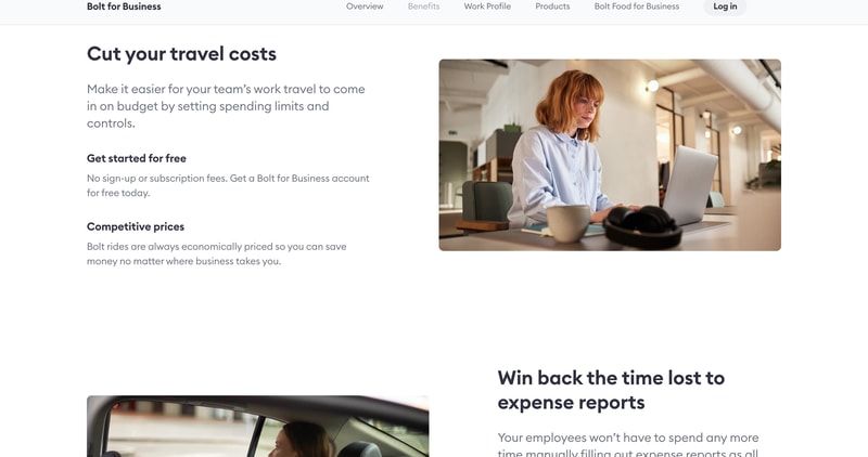 Bolt for Business stating that there are no sign-up or subscription fees.