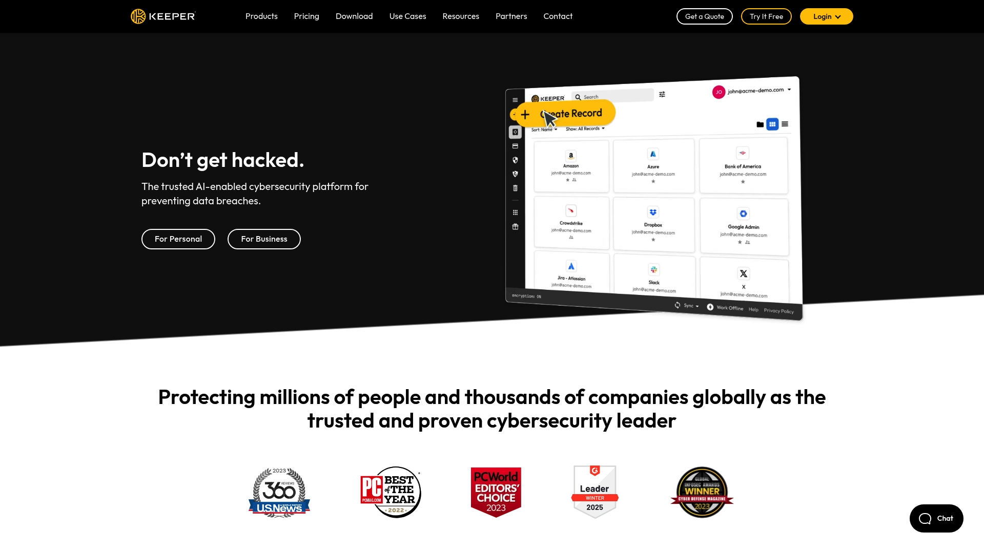 Keeper Password Manager Homepage