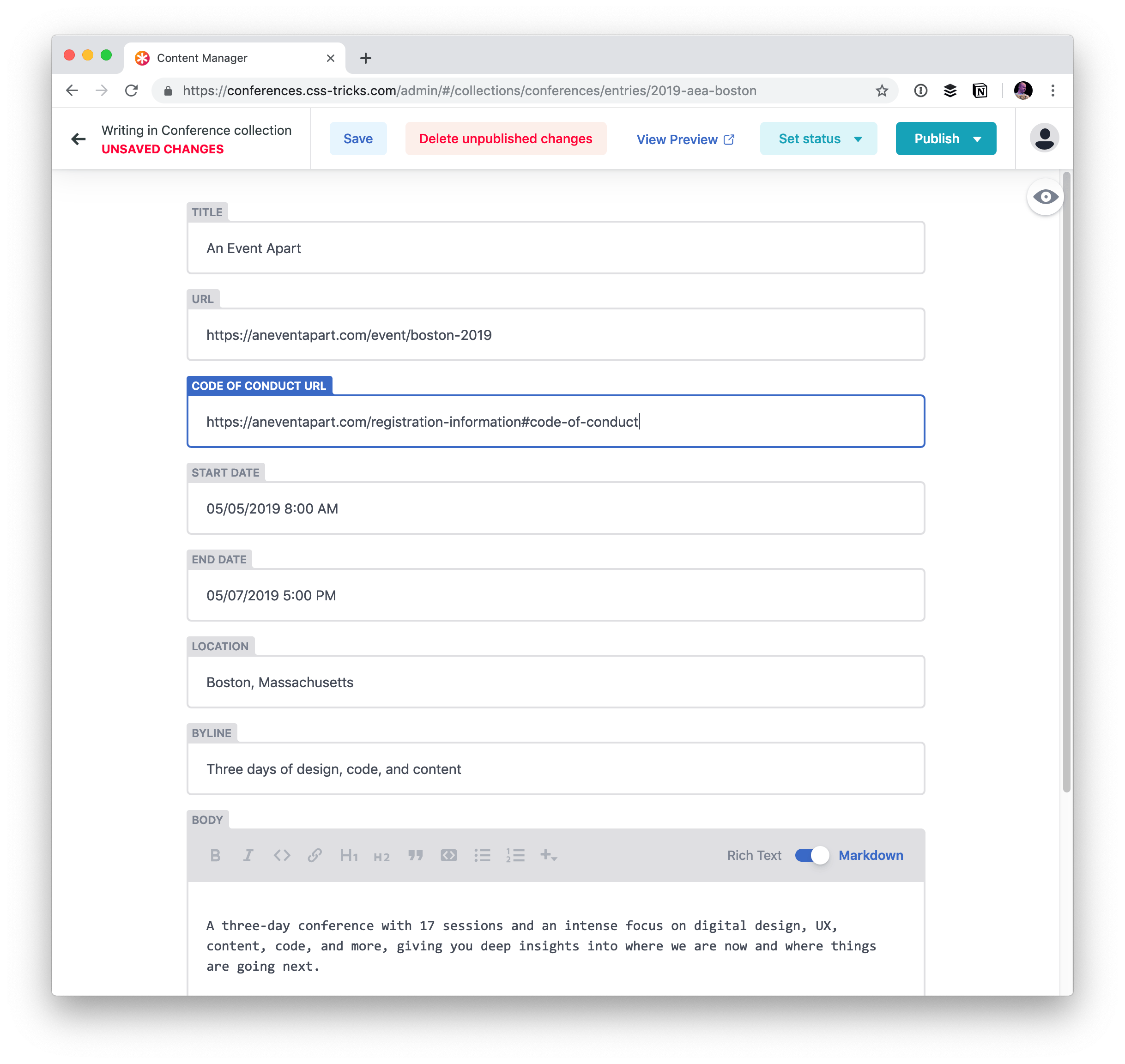 Netlify CMS screenshot 4