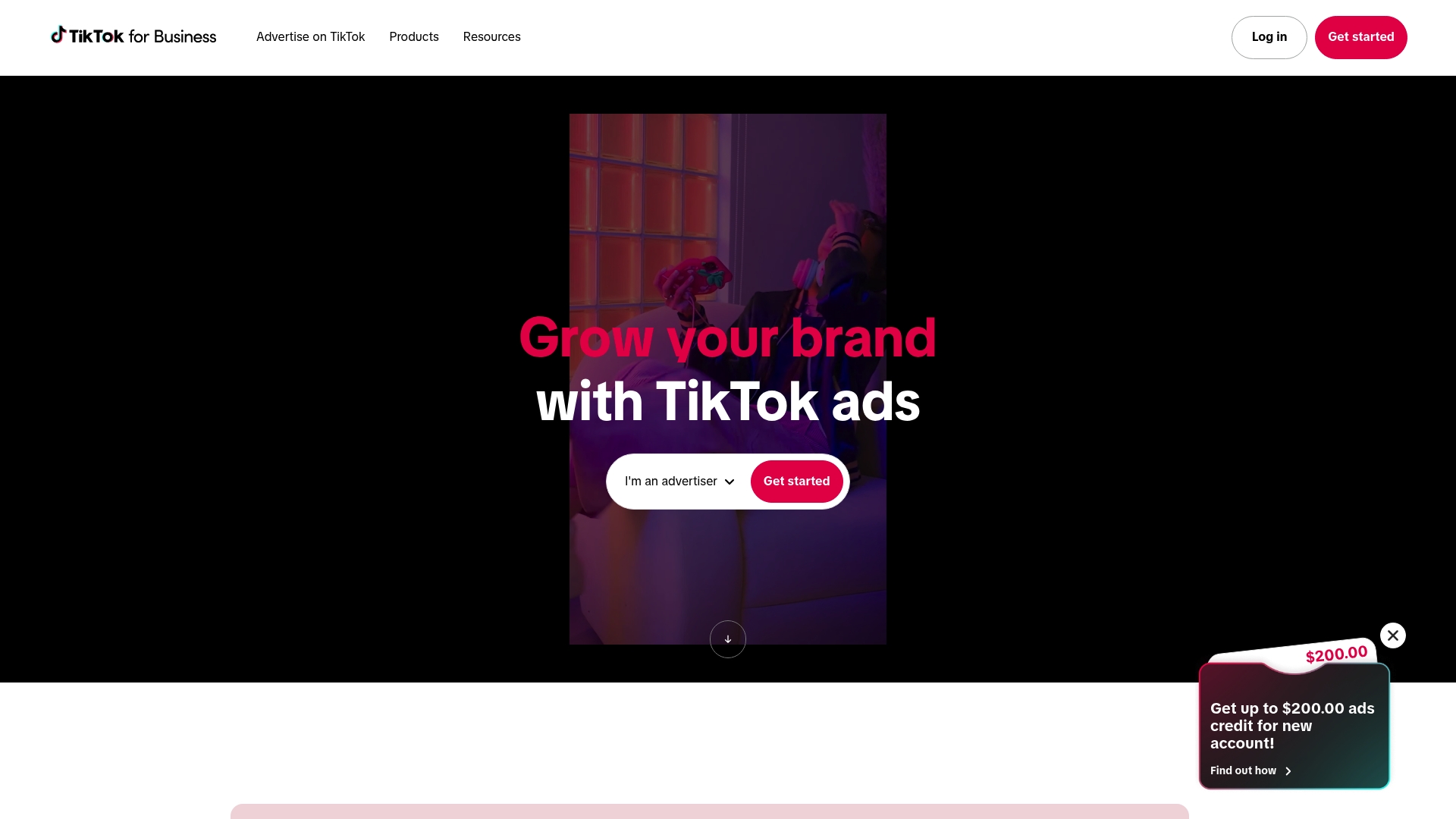TikTok for Business Homepage
