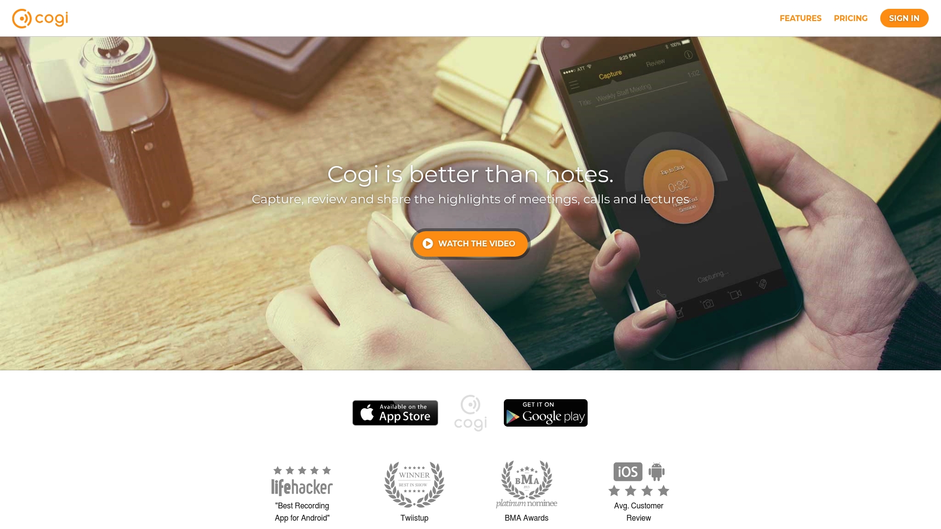 Cogi Call Recording Homepage