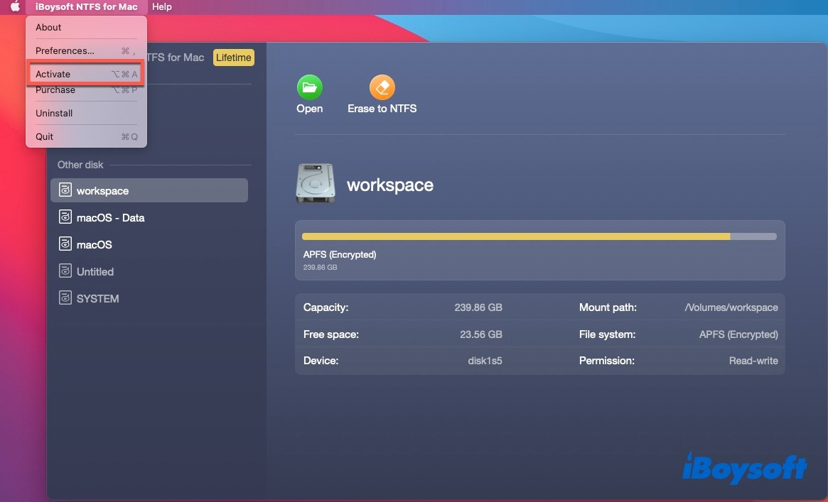 iBoysoft NTFS for Mac screenshot 2