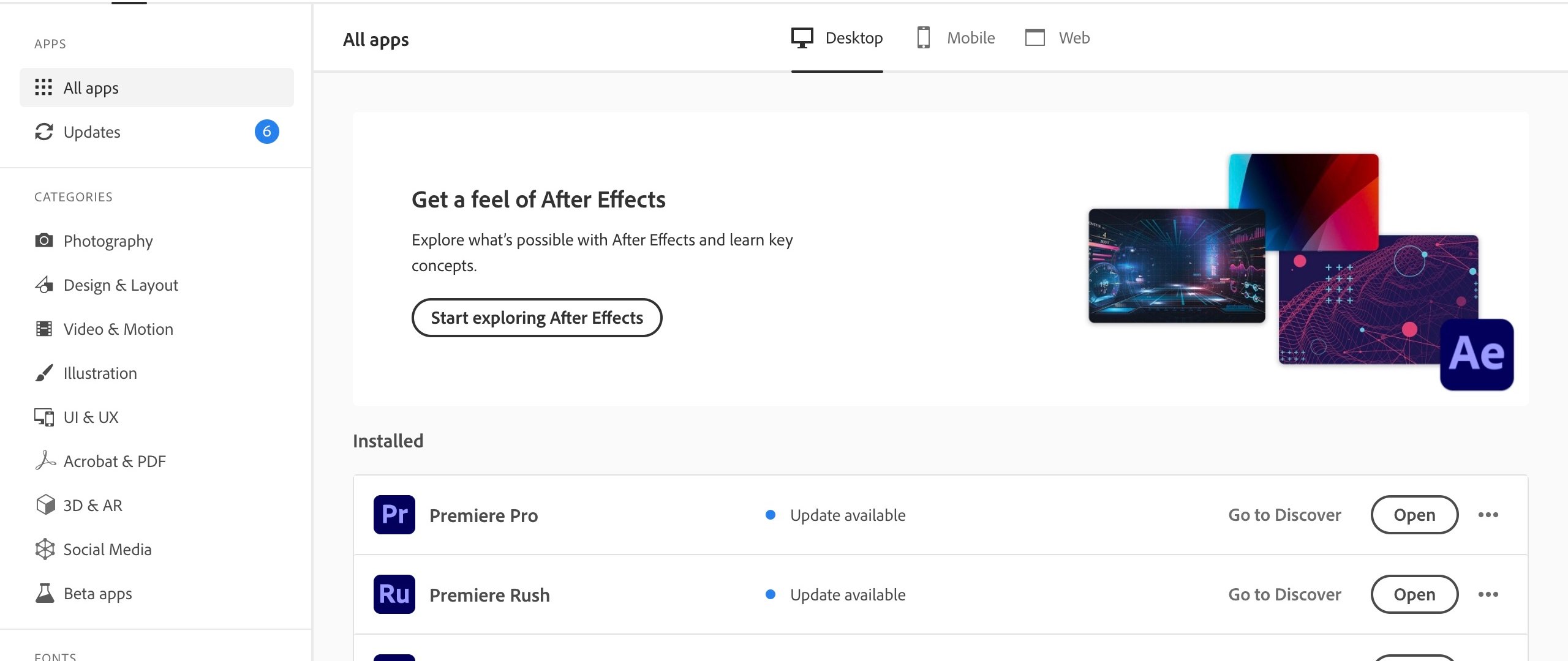 Adobe Creative Cloud screenshot 2
