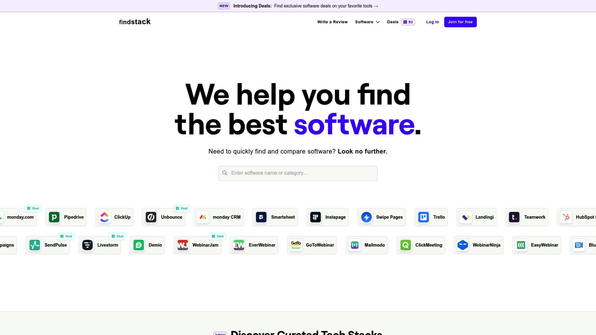 Findstack Homepage