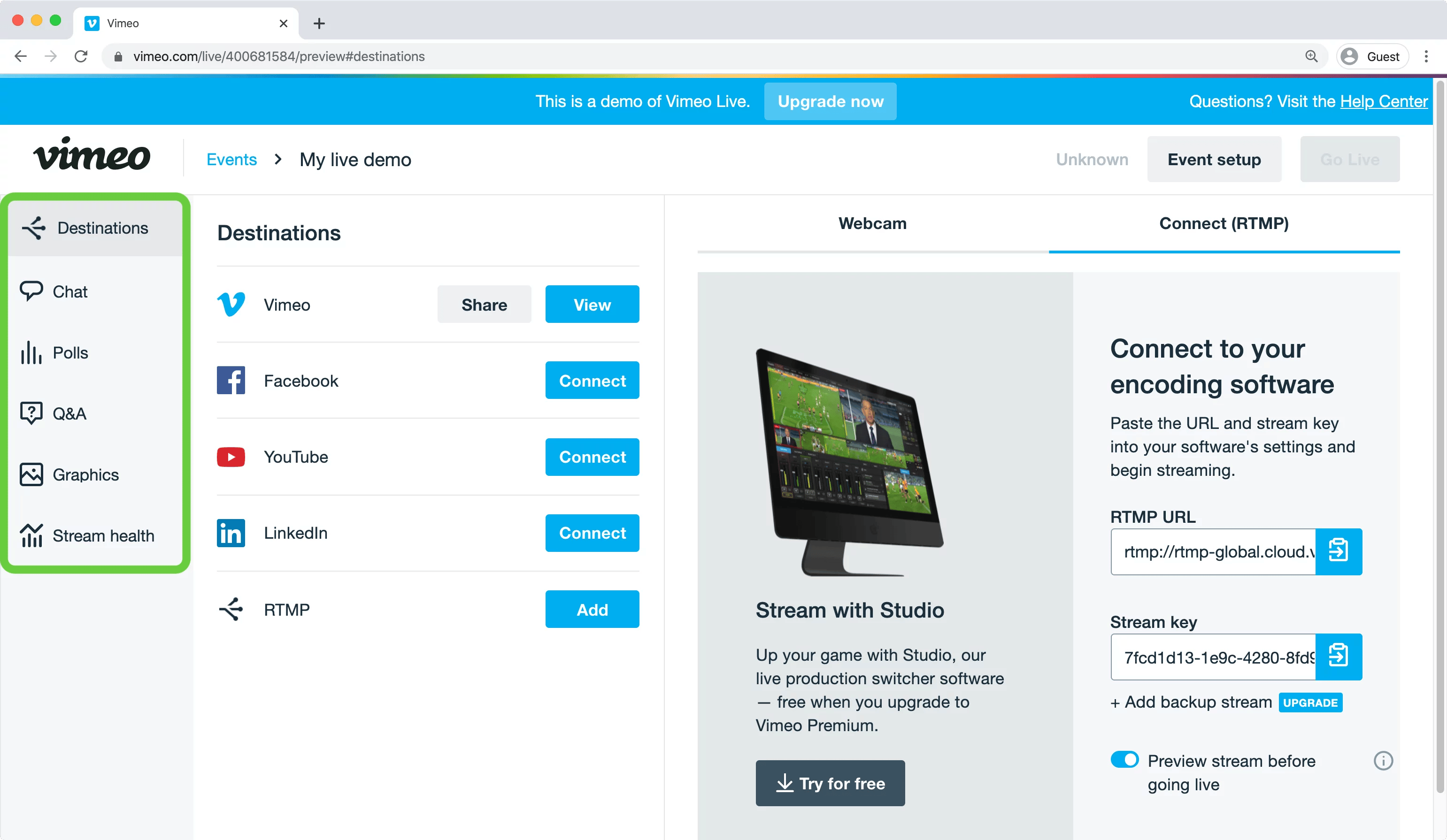 Vimeo Livestream screenshot 5