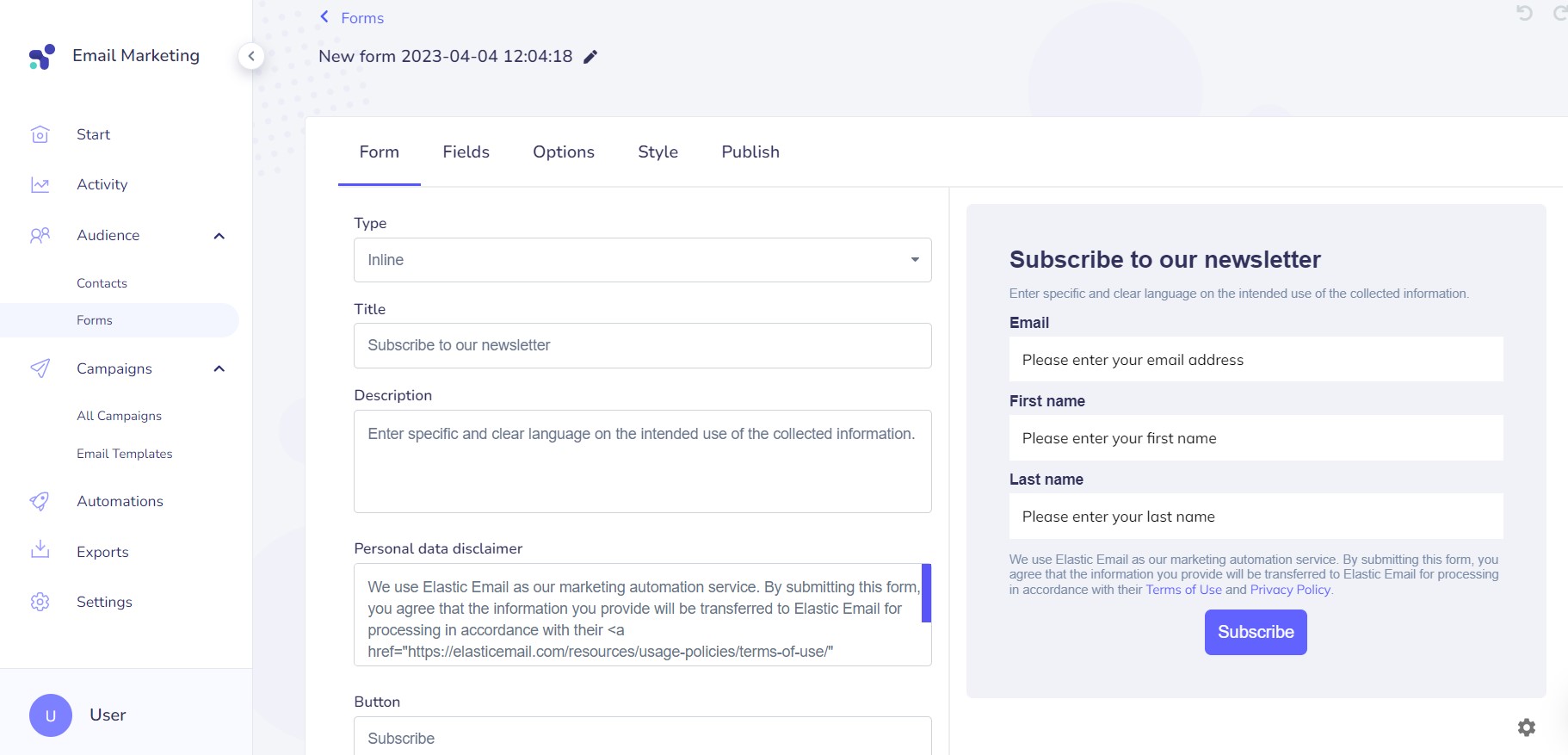 Elastic Email screenshot 2
