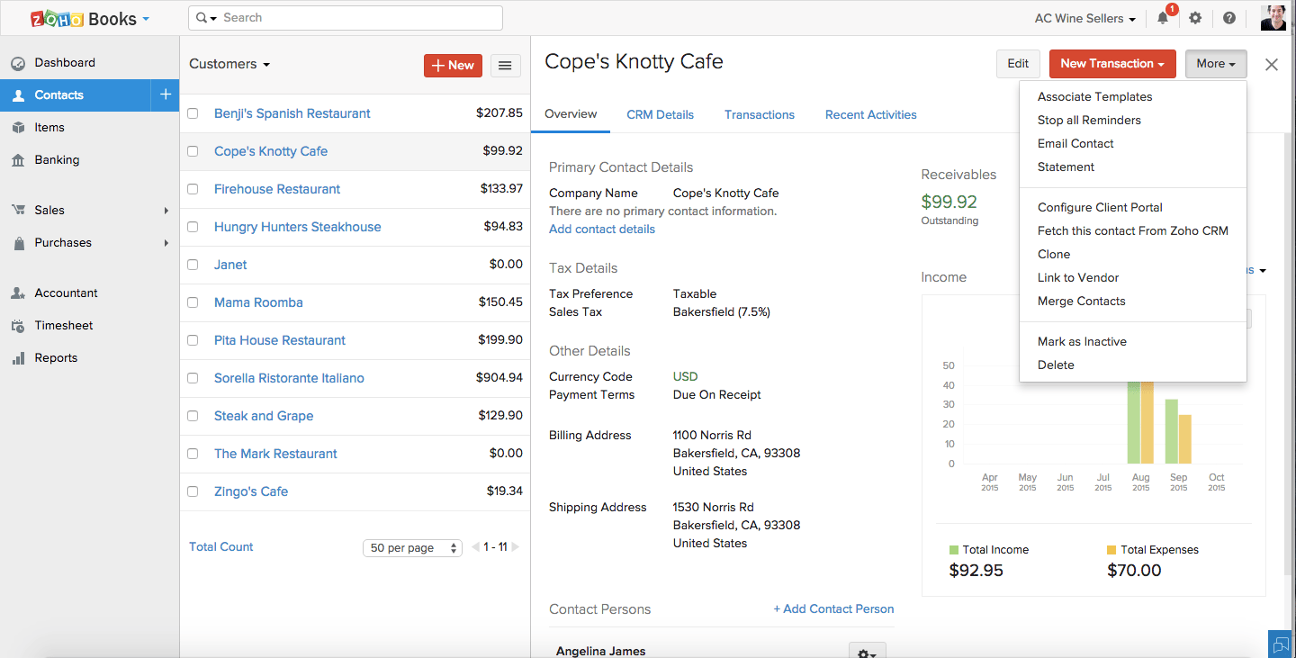 Zoho Books screenshot 2