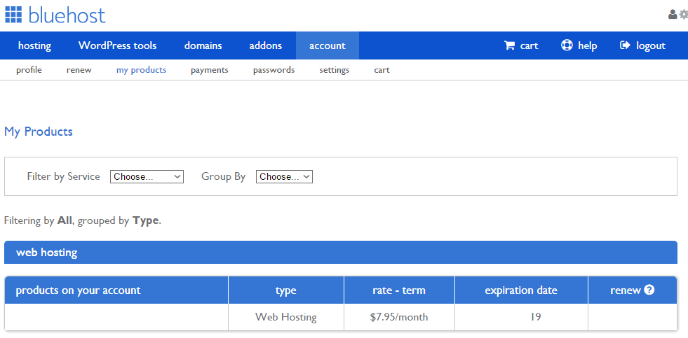 Bluehost screenshot 2