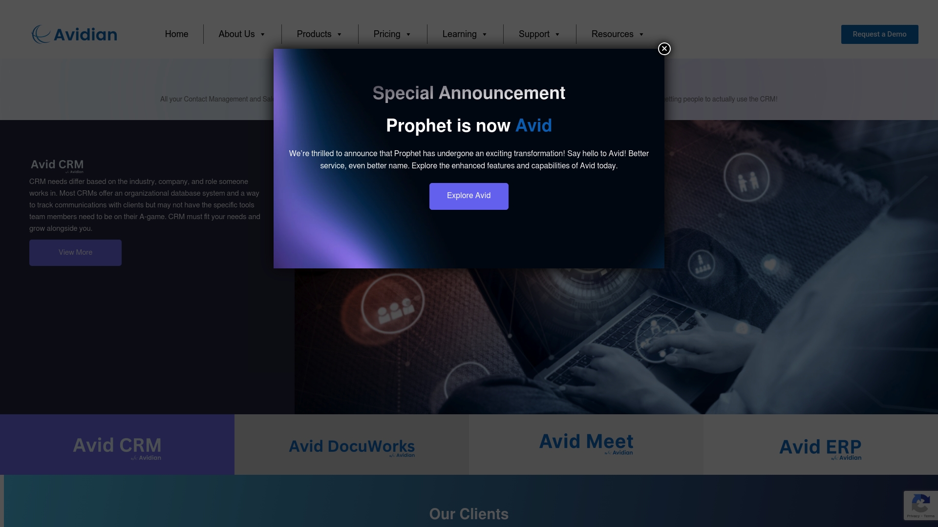 Prophet CRM by Avidian Homepage