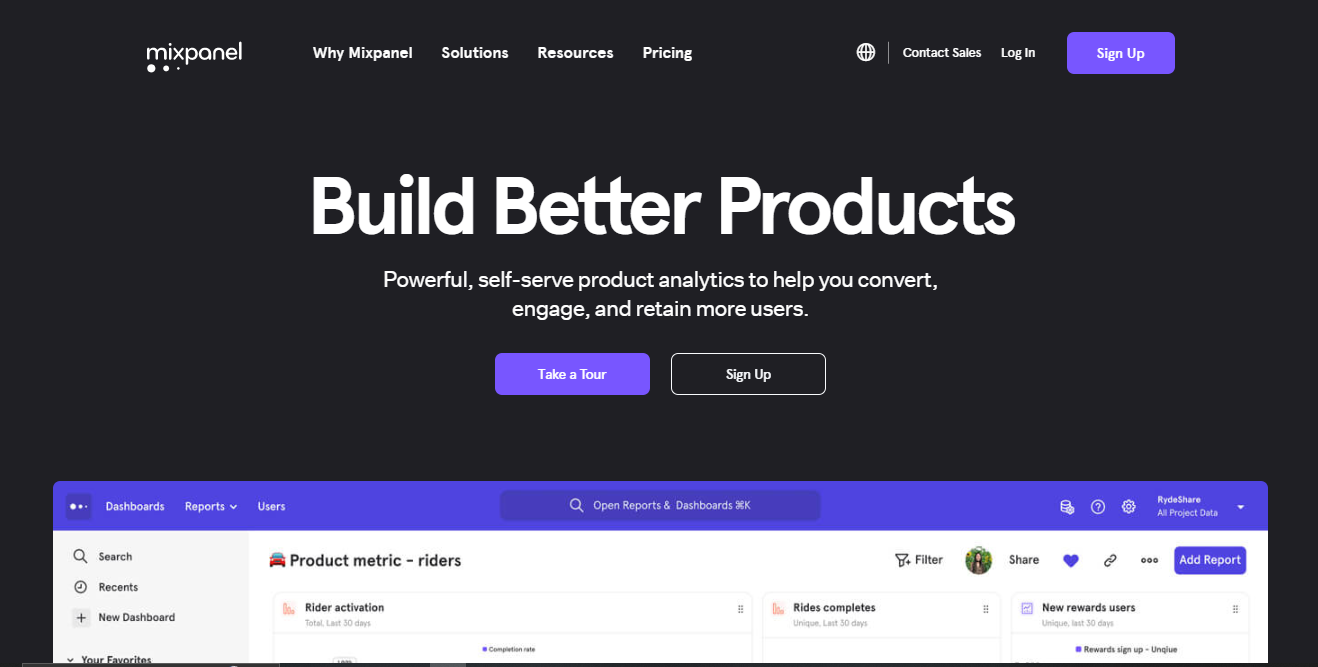 Mixpanel screenshot 1