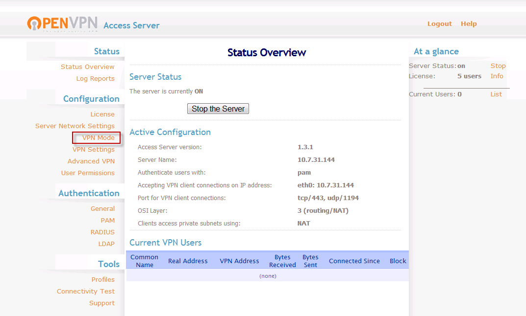 OpenVPN Access Server screenshot 2