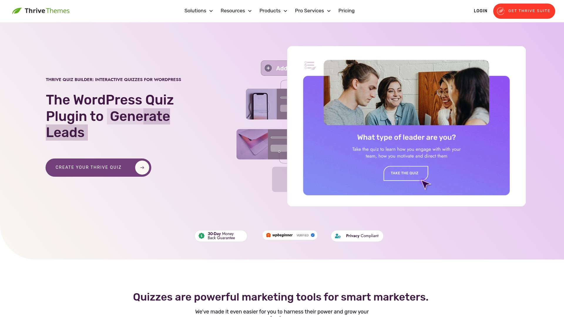 Thrive Quizz Builder - Thrive Quizz Builder Homepage