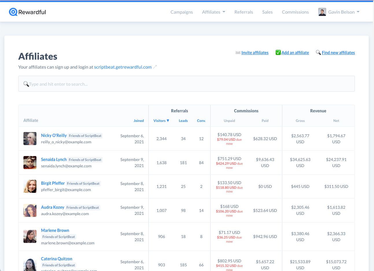 Rewardful screenshot 2