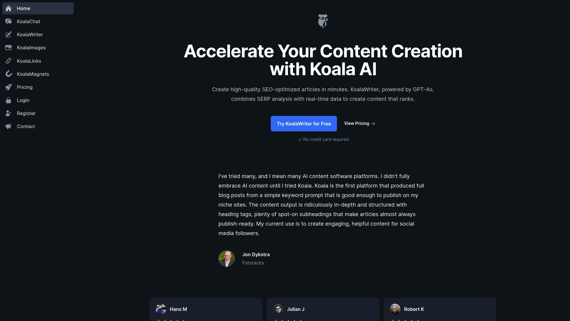 Koala Writer Homepage