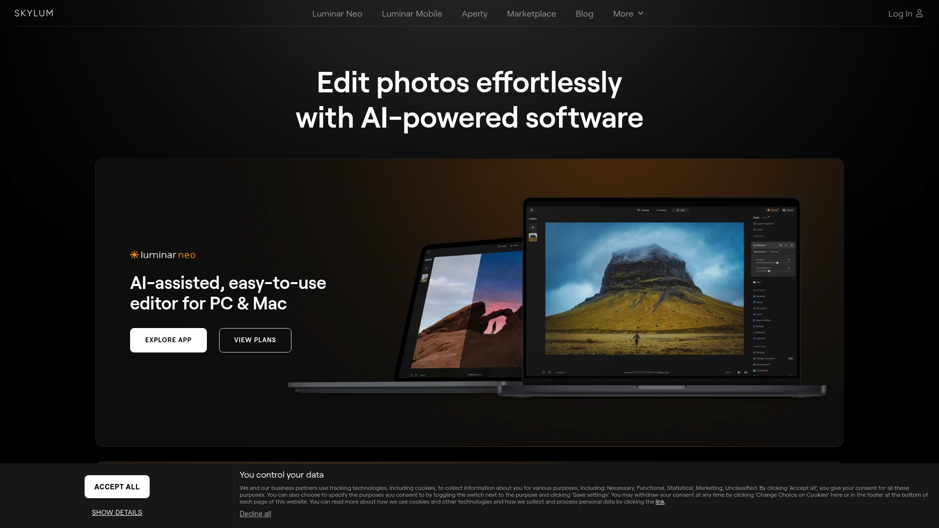 Skylum Luminar Neo Homepage
