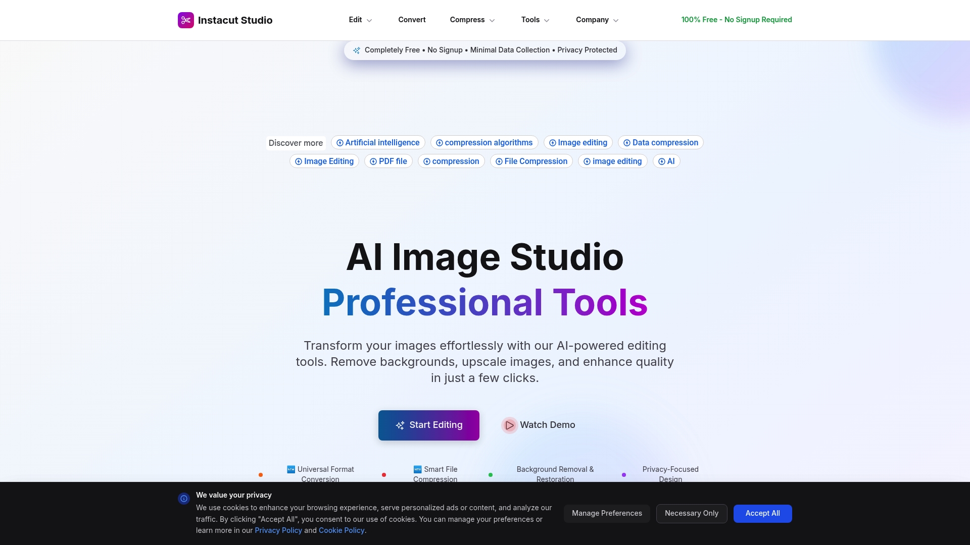 Instcut Studio Homepage