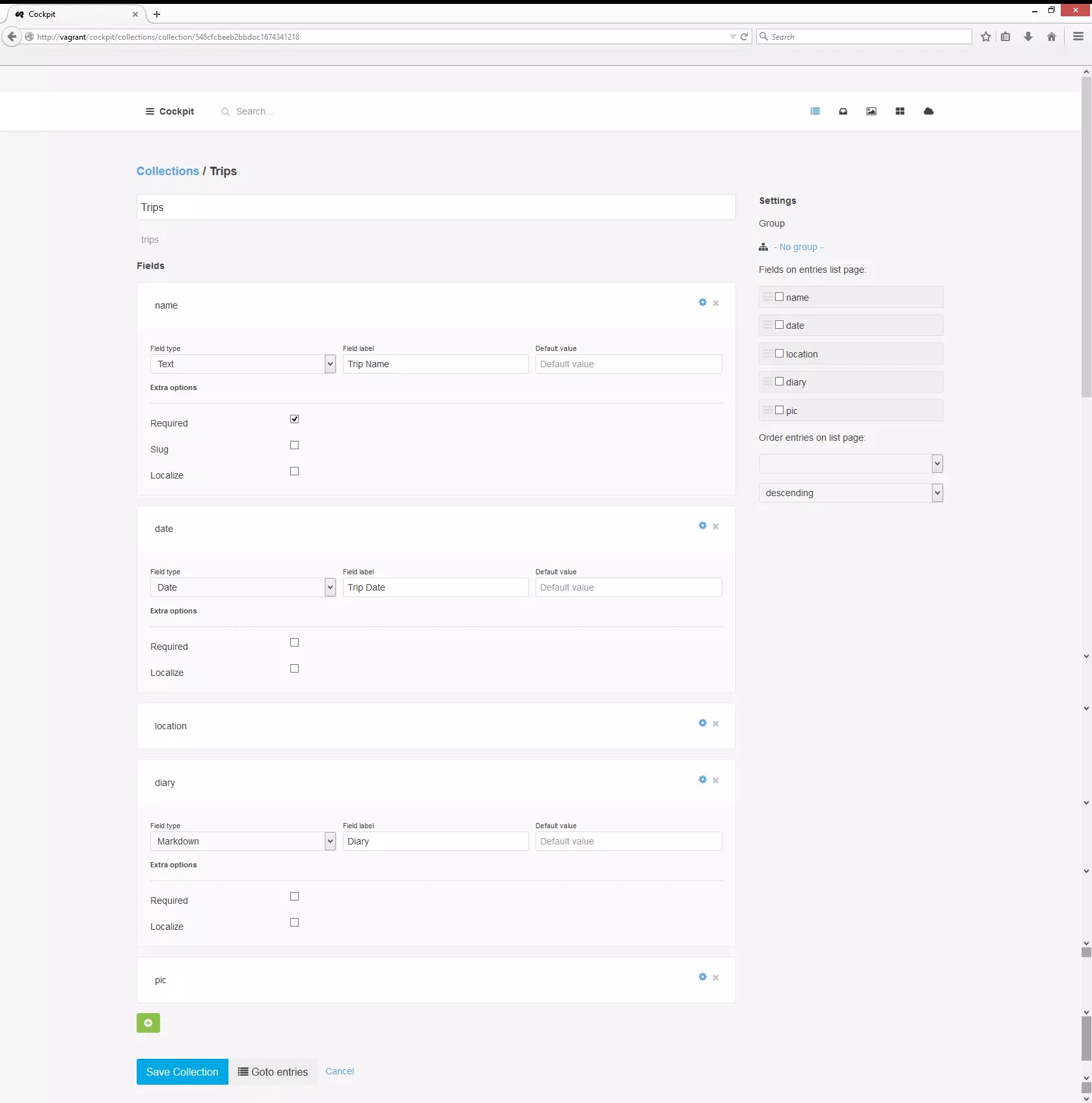 Cockpit CMS screenshot 5