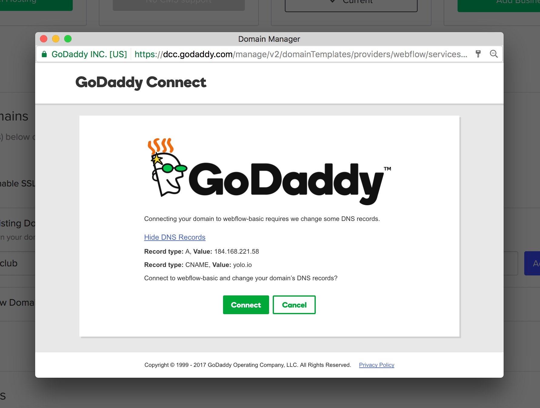 GoDaddy screenshot 2