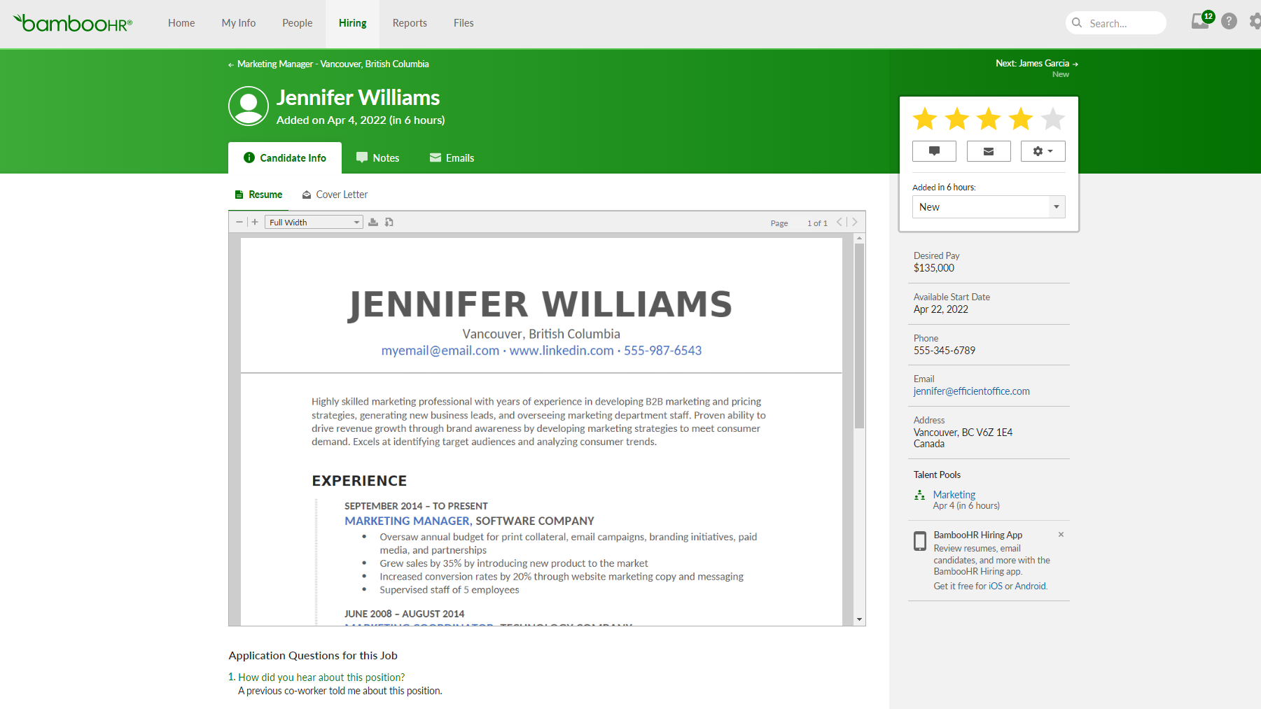 BambooHR screenshot 3