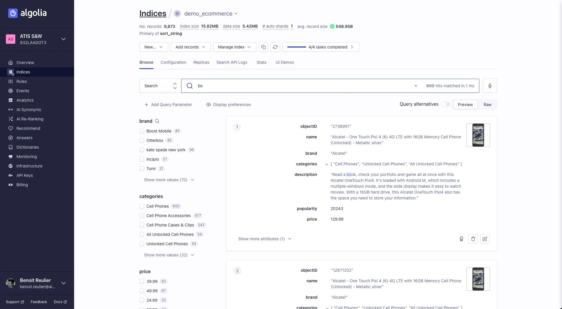 Algolia screenshot 3