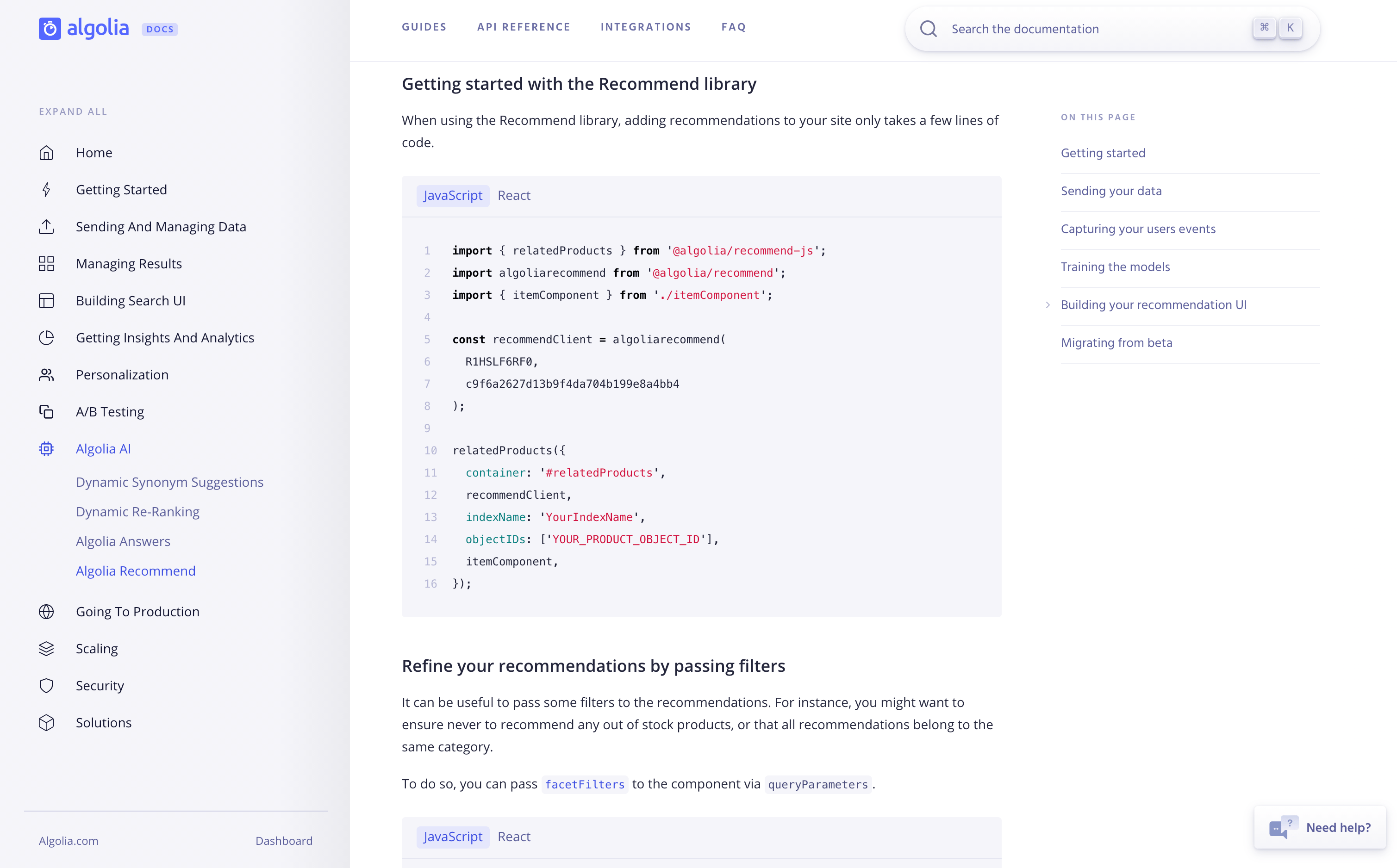 Algolia screenshot 5