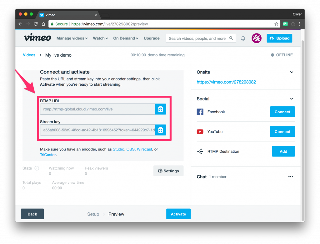Vimeo Livestream screenshot 3