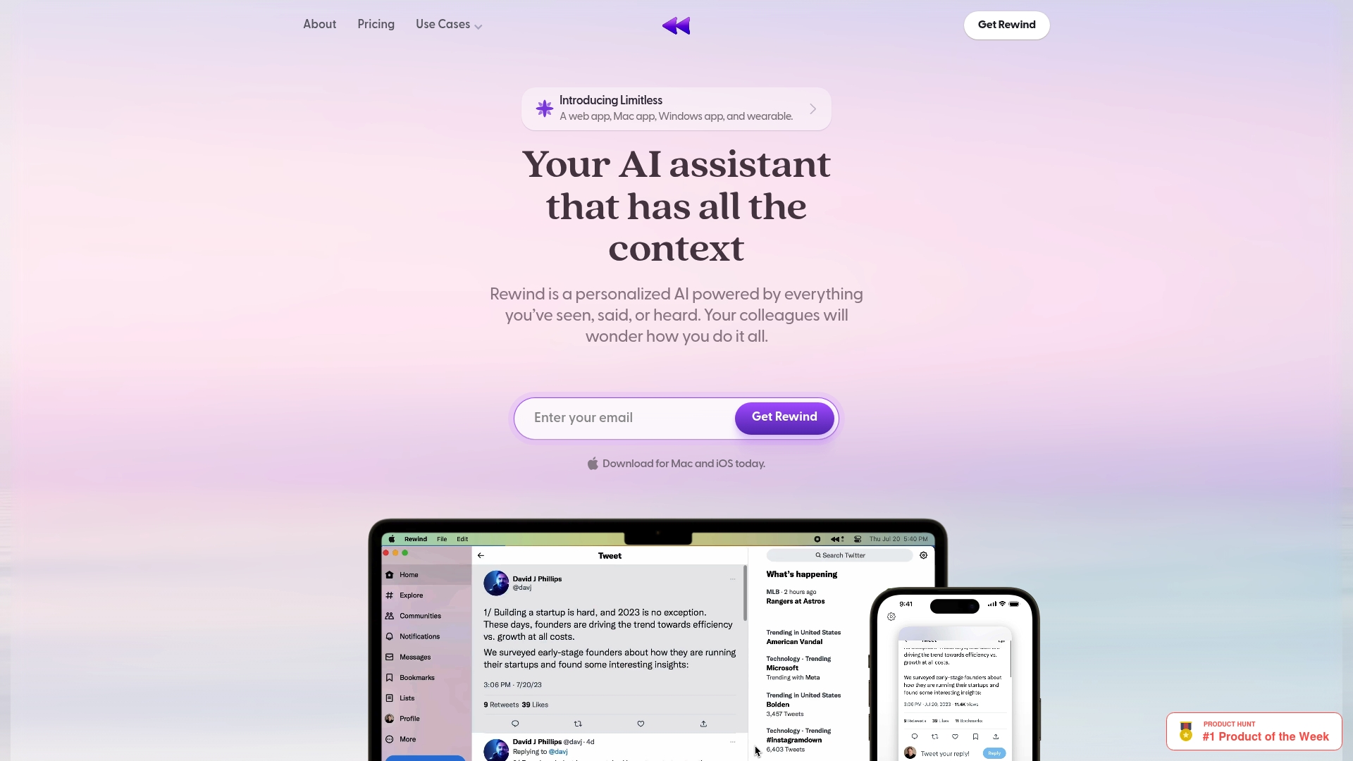 Rewind AI Homepage