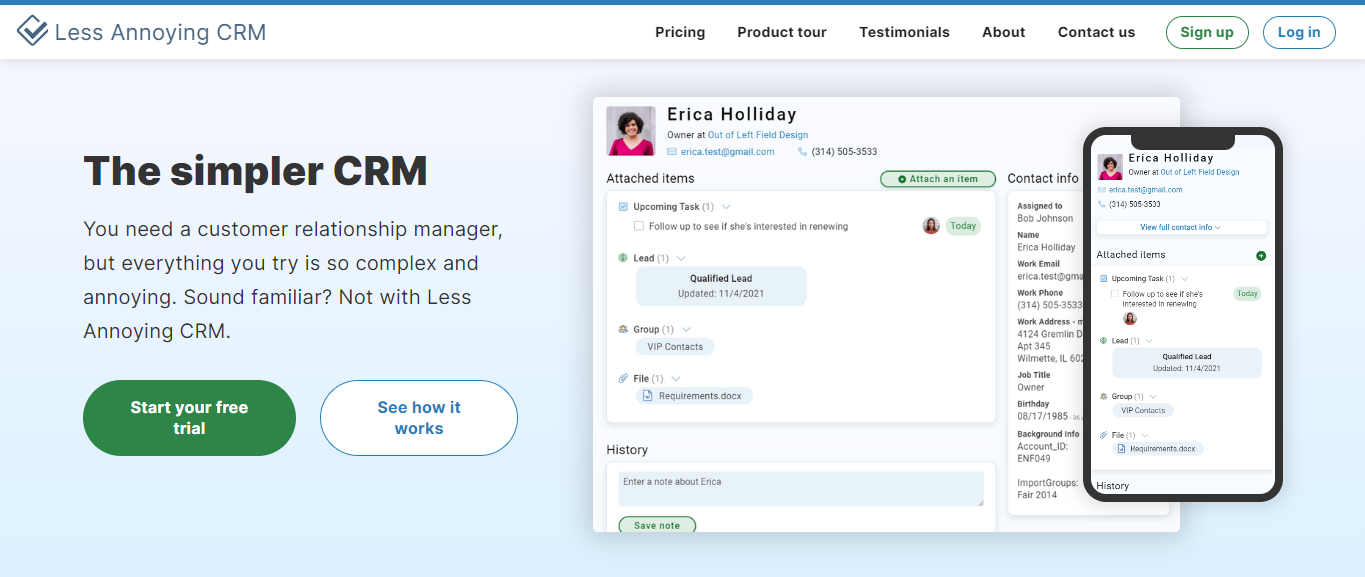 Less Annoying CRM screenshot 2