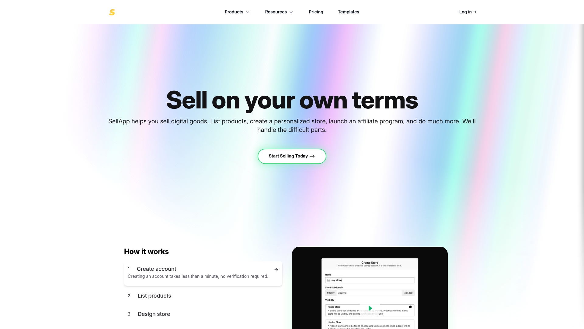 Sell.app Homepage
