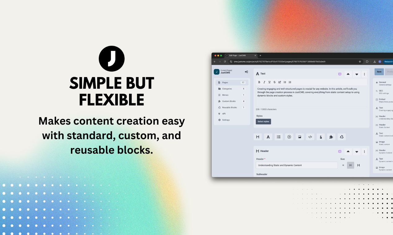 JustCMS Screenshot 2