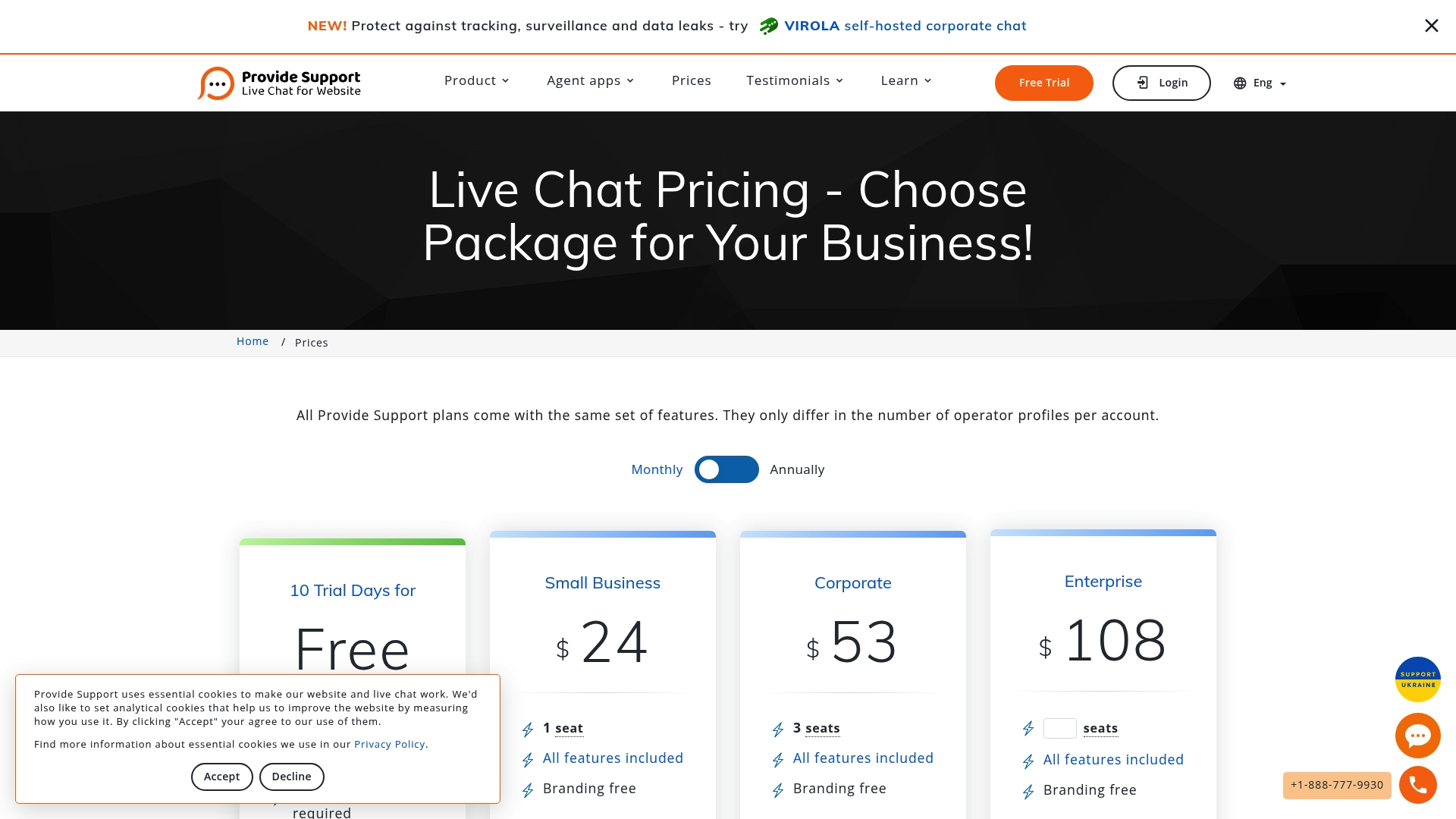 Provide Support Live Chat Homepage