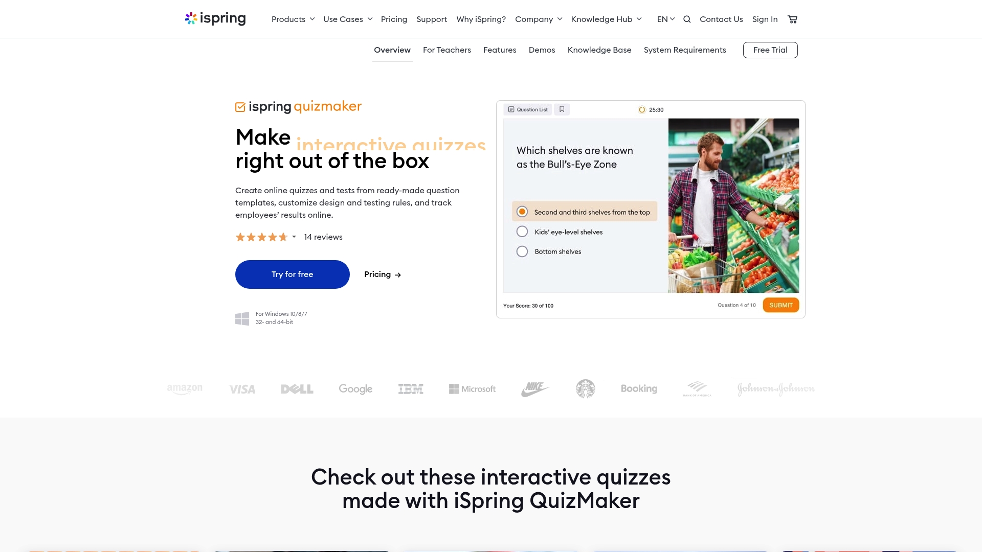 iSpring QuizMaker Homepage