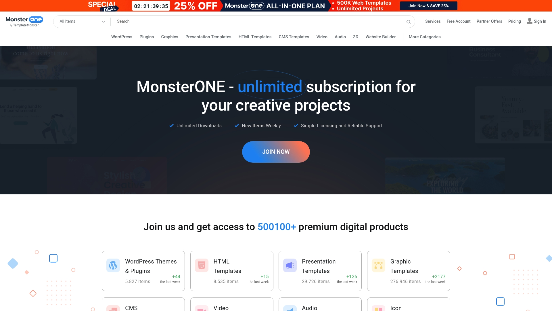 MonsterONE Homepage