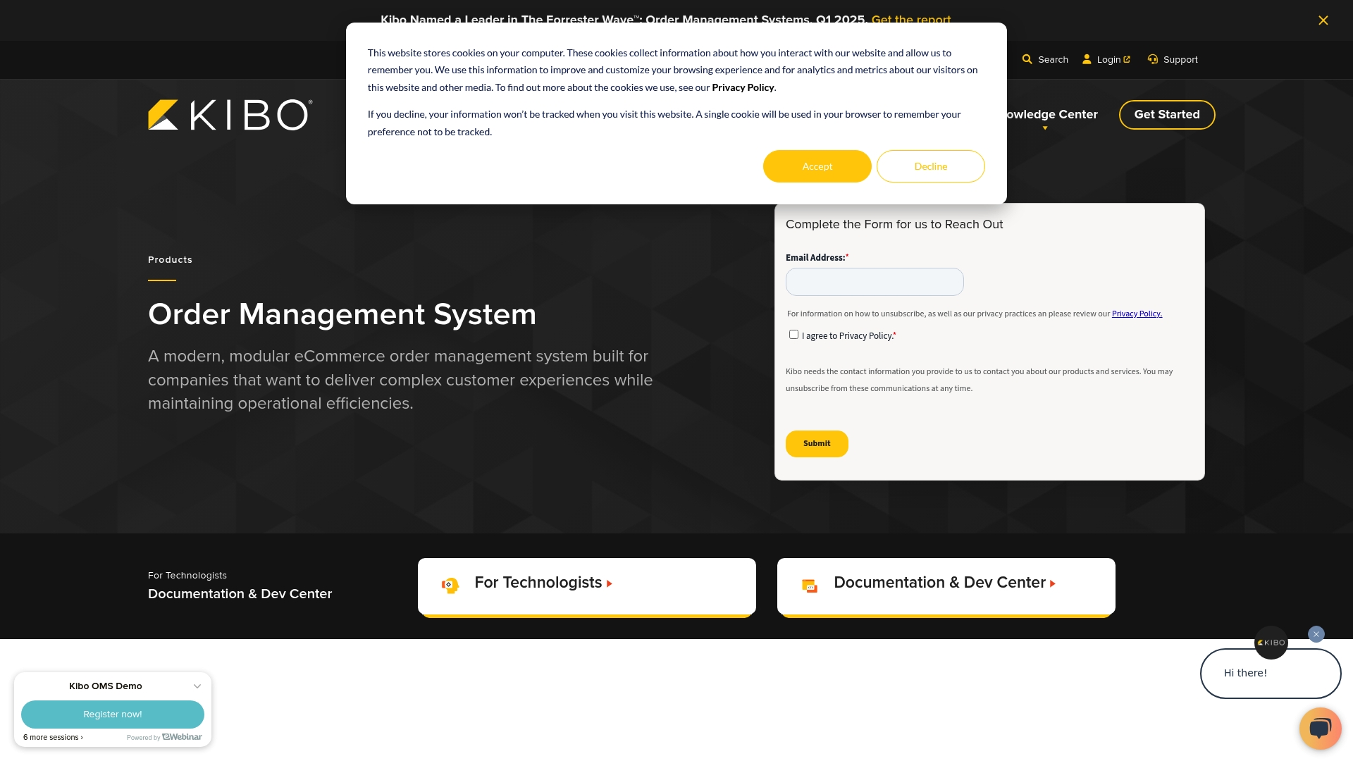 Kibo Order Management Homepage