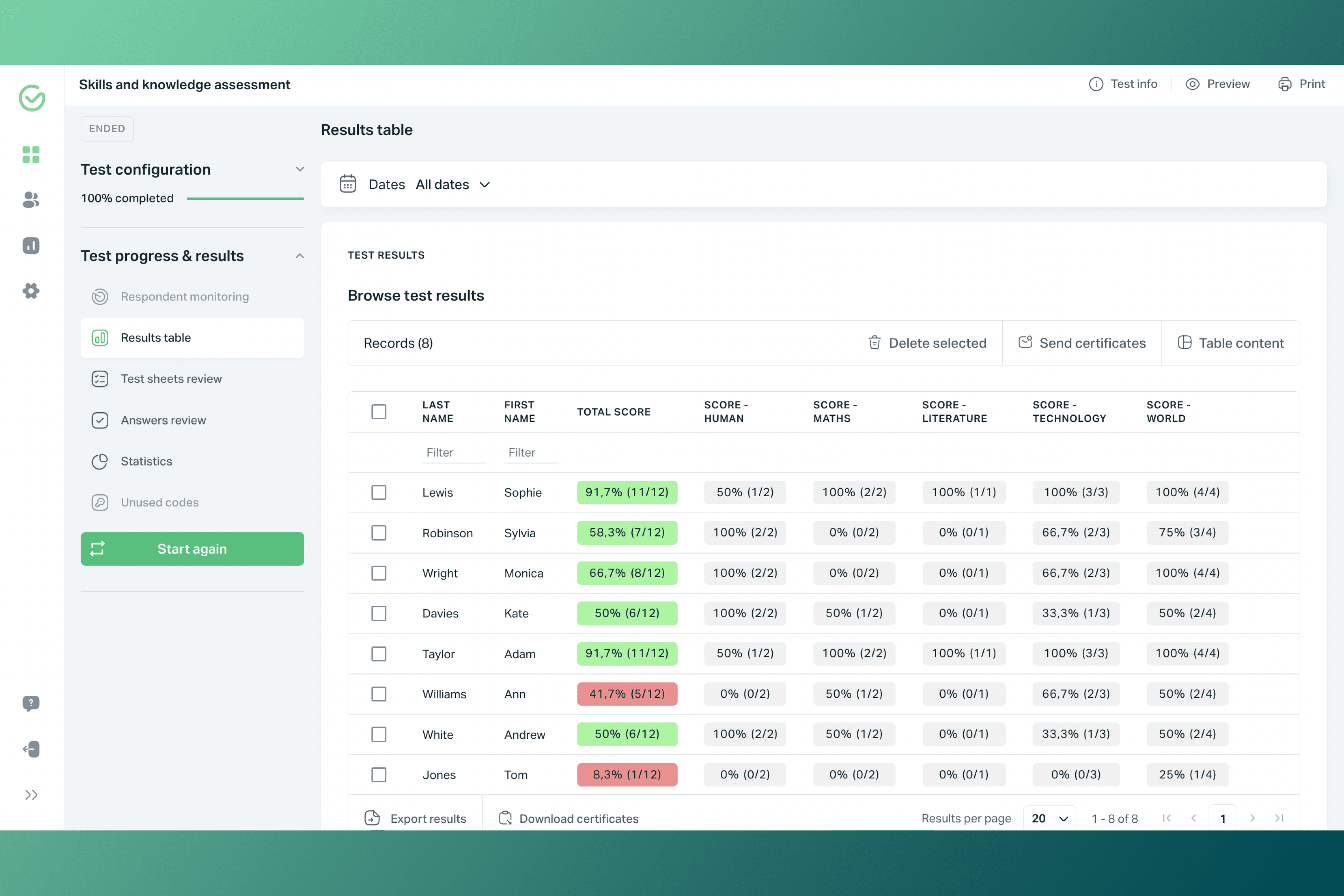 Testportal screenshot 4
