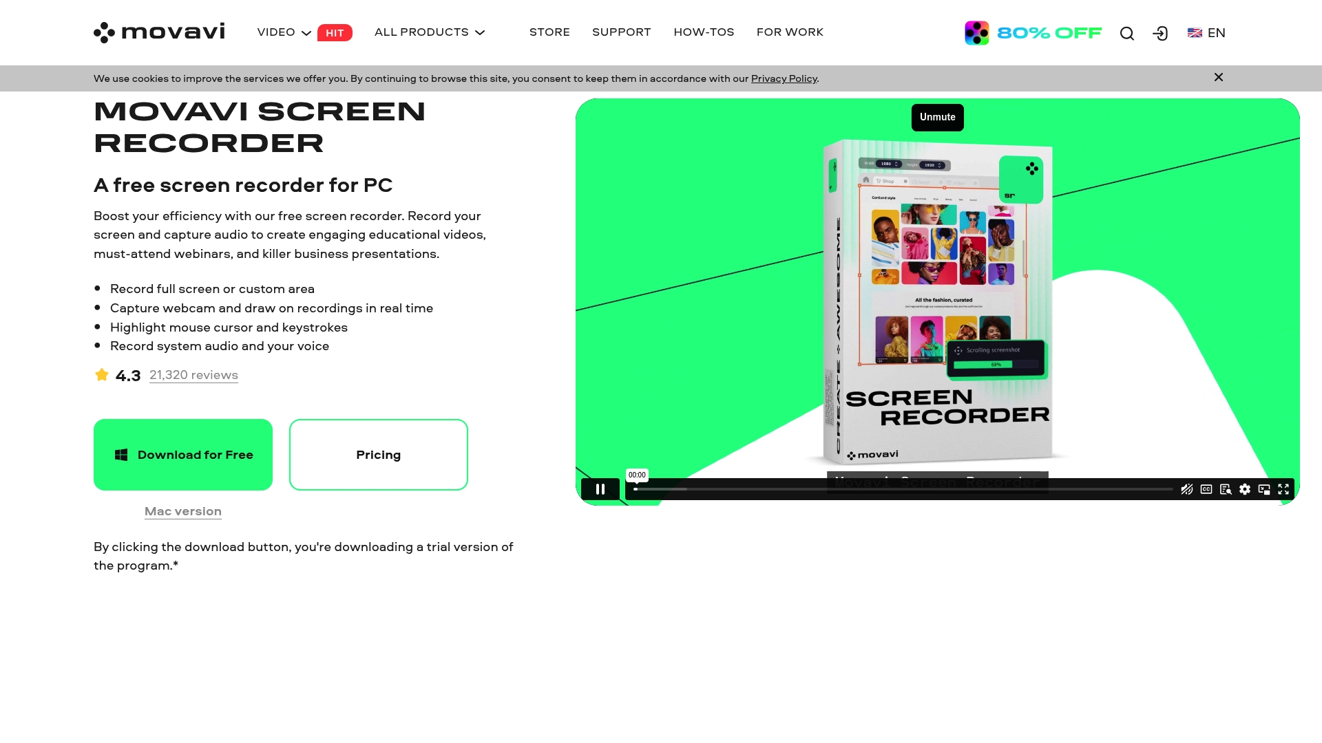 Movavi Screen Recorder Homepage