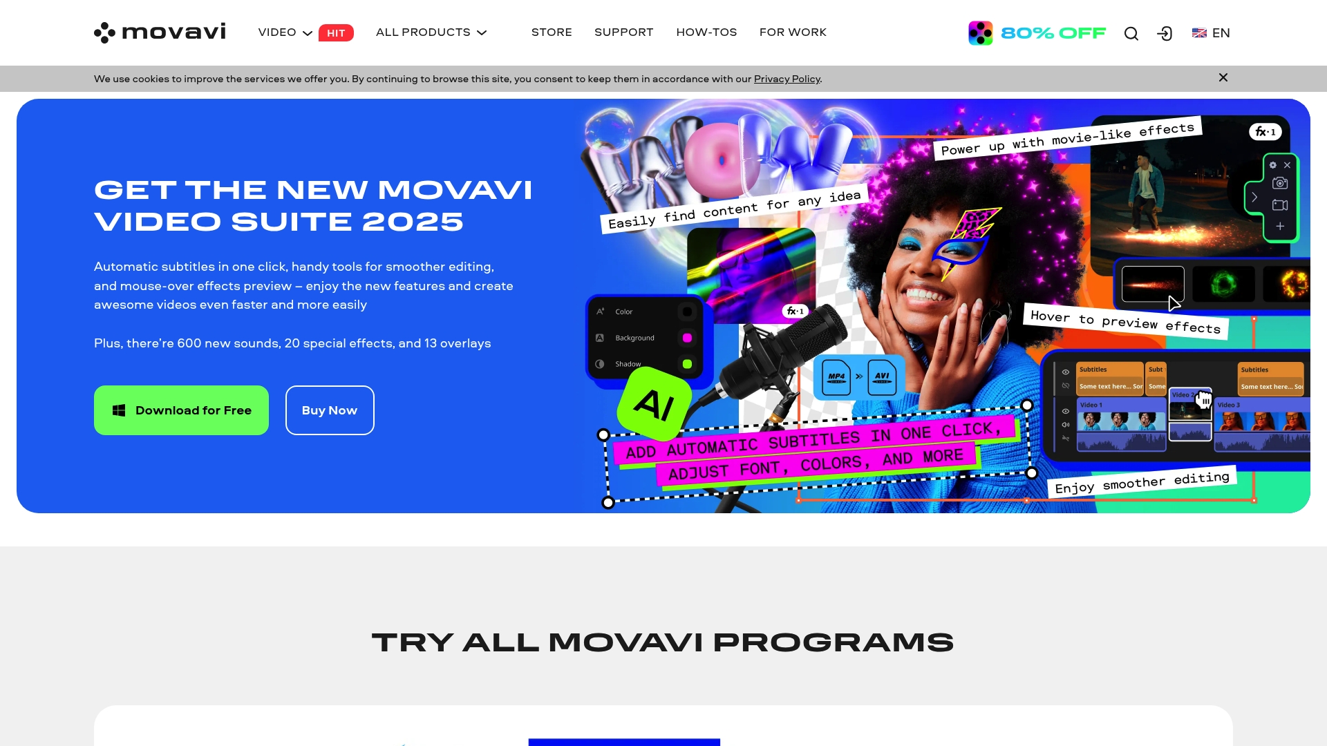 Movavi Video Editor Homepage