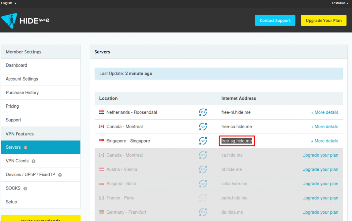 hide.me screenshot 2