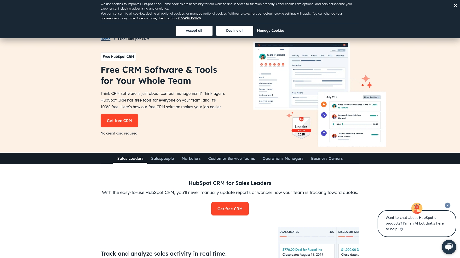 HubSpot CRM Homepage