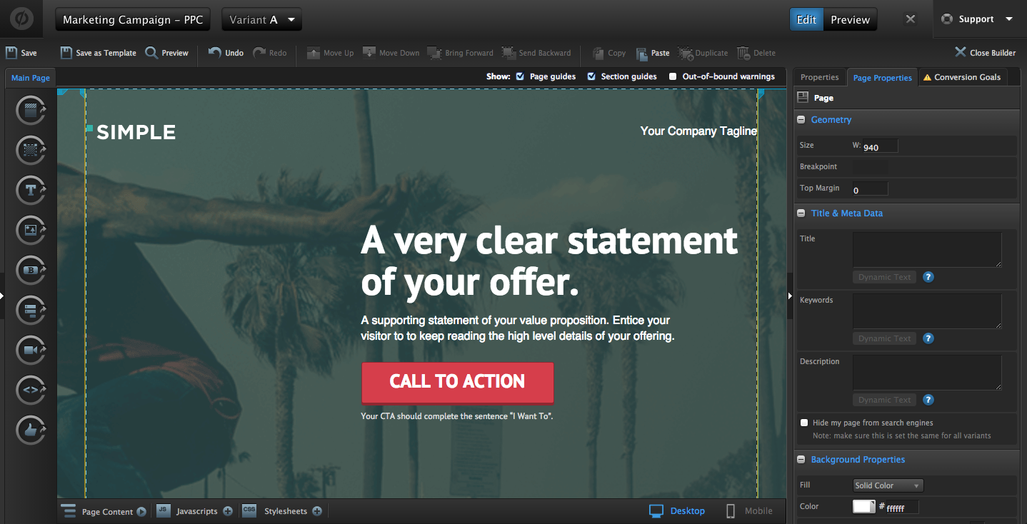 Unbounce screenshot 2