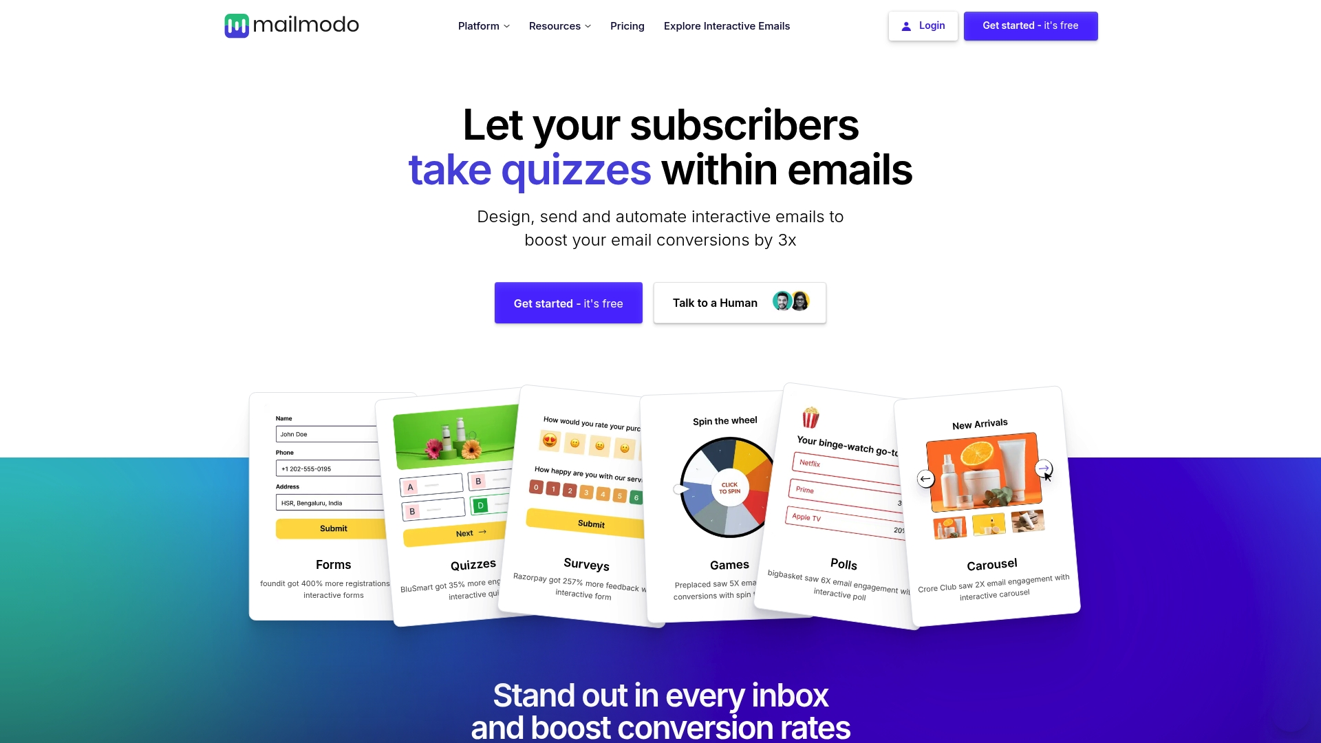 Mailmodo Homepage