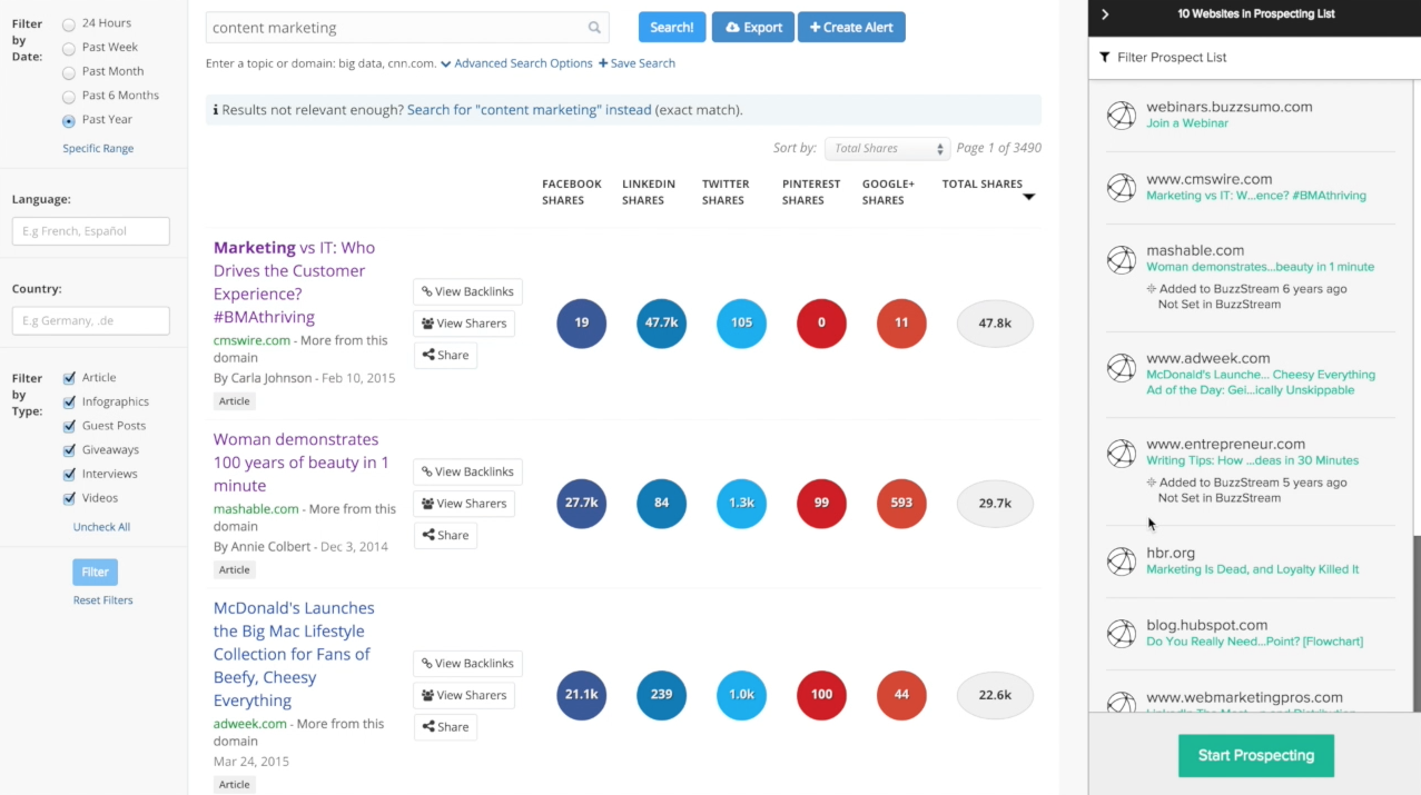 BuzzStream screenshot 2